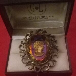 Gold and Purple Cameo Brooch
